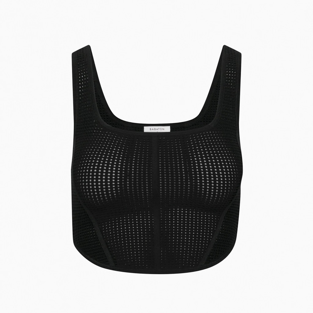 Babaton Aritzia Black Sculpt Knit Bustier Tank